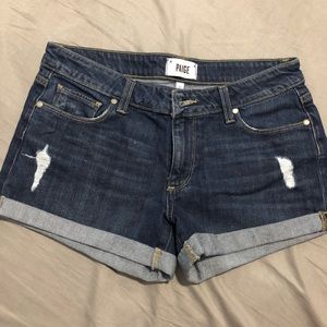 Paige Dark Wash Jean Shorts